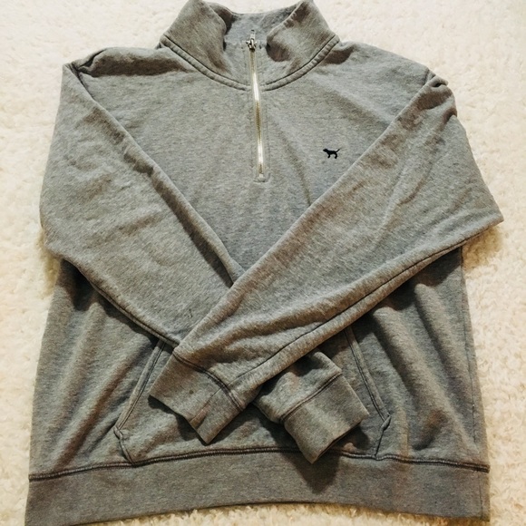 PINK Victoria's Secret Sweaters - Victoria’s Secret PINK Quarter Zip Grey Sweater